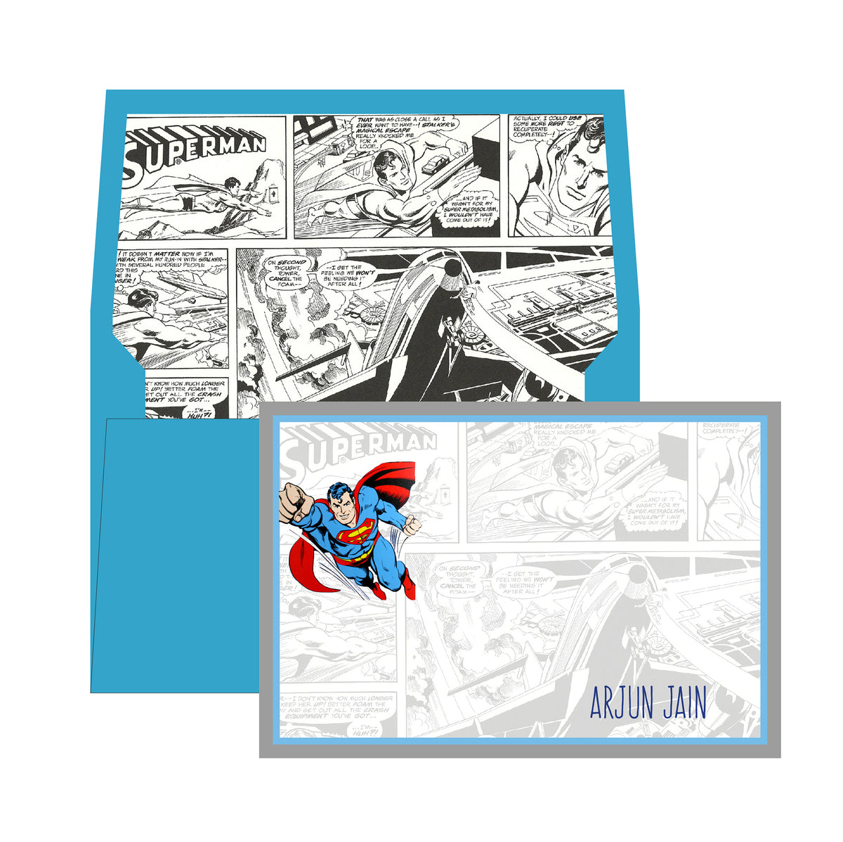 Super Hero Hello Note Superhero Notecards- Customise with your name – Dots and Doodles Design