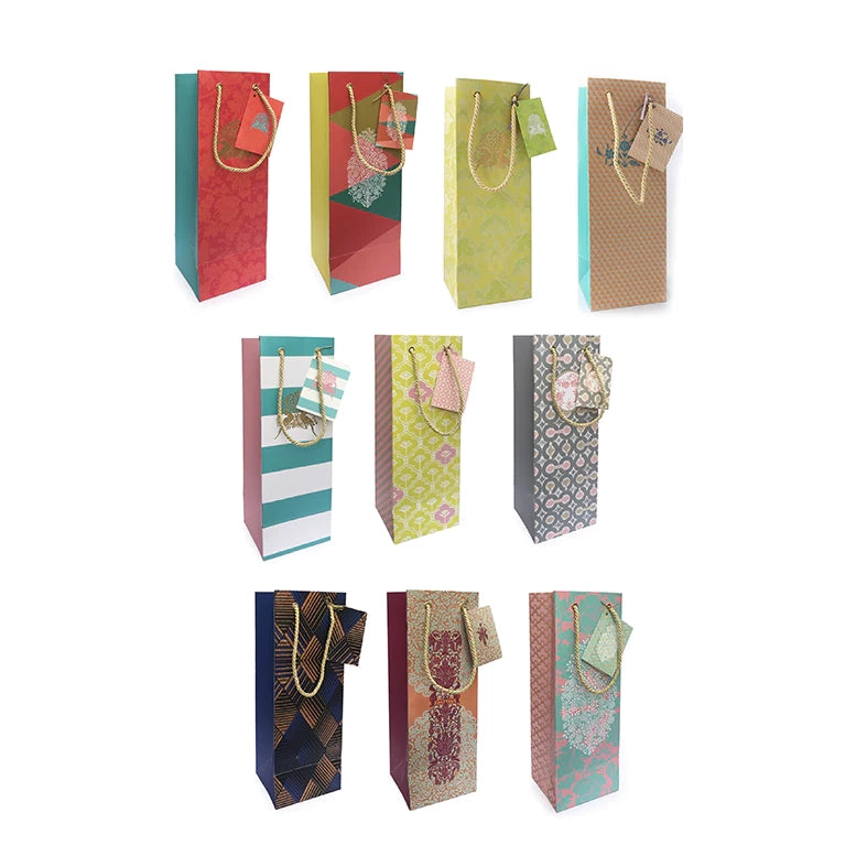 Assorted wine bags with personalised tags. Pack of 20 – Dots and Doodles Design