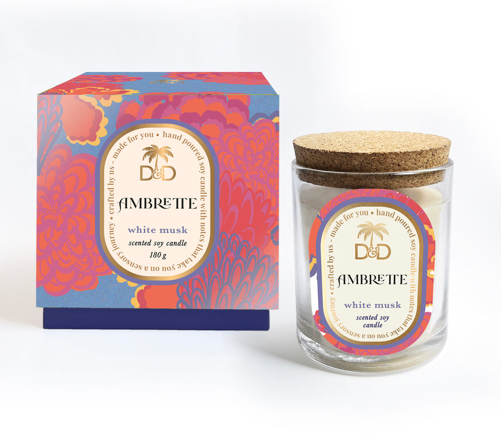 Dots and Doodles premium scented soy wax candle - Ambrette White Musk