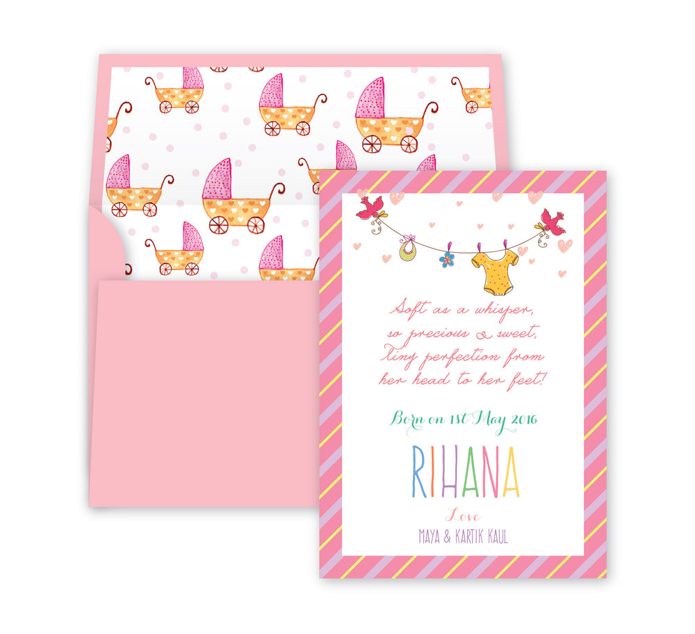 Tiny Perfection Baby Announcement, Print card