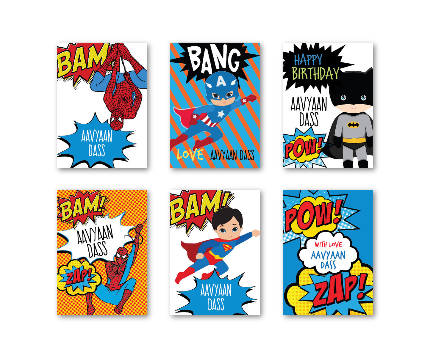 Load image into Gallery viewer, Superhero Party Set of 90 Gift tags
