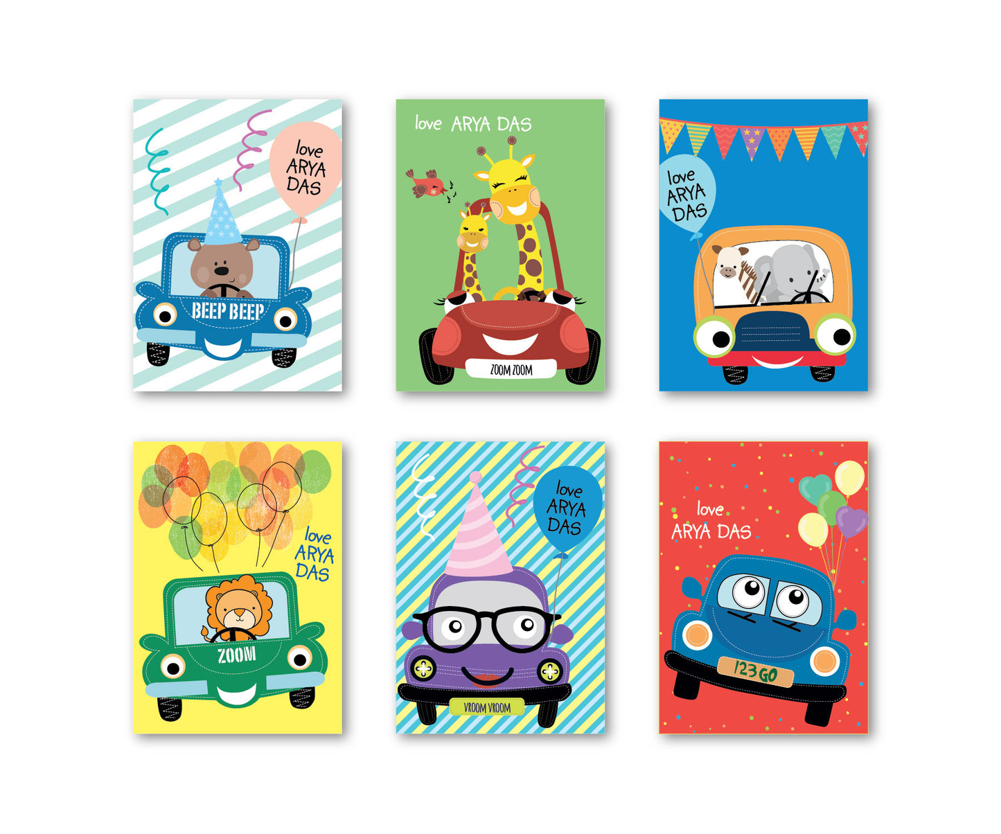 Cute Car Set of 90 Gift tags