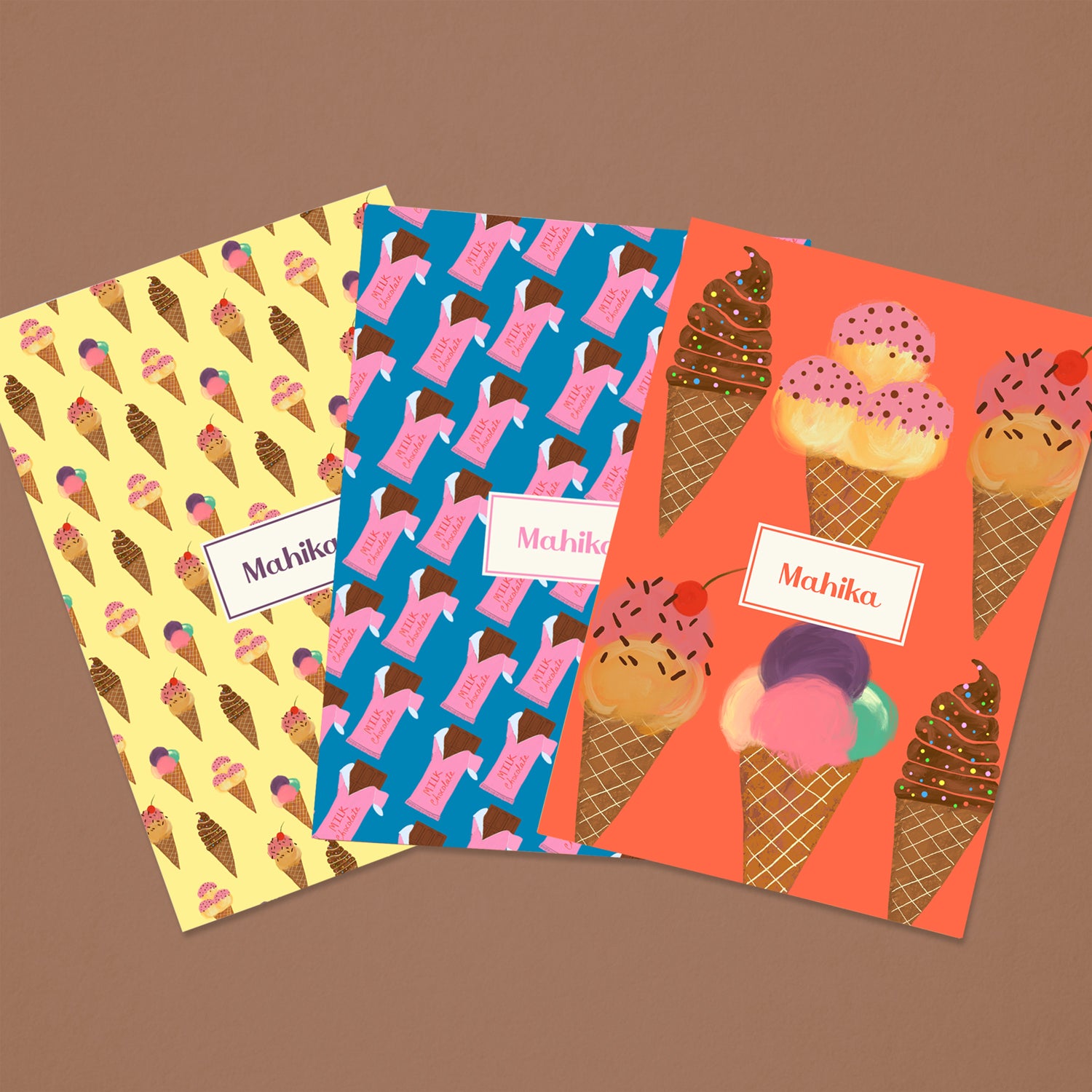 Ice Cream Personalised Folder| Dots &amp; Doodles – Dots and Doodles Design