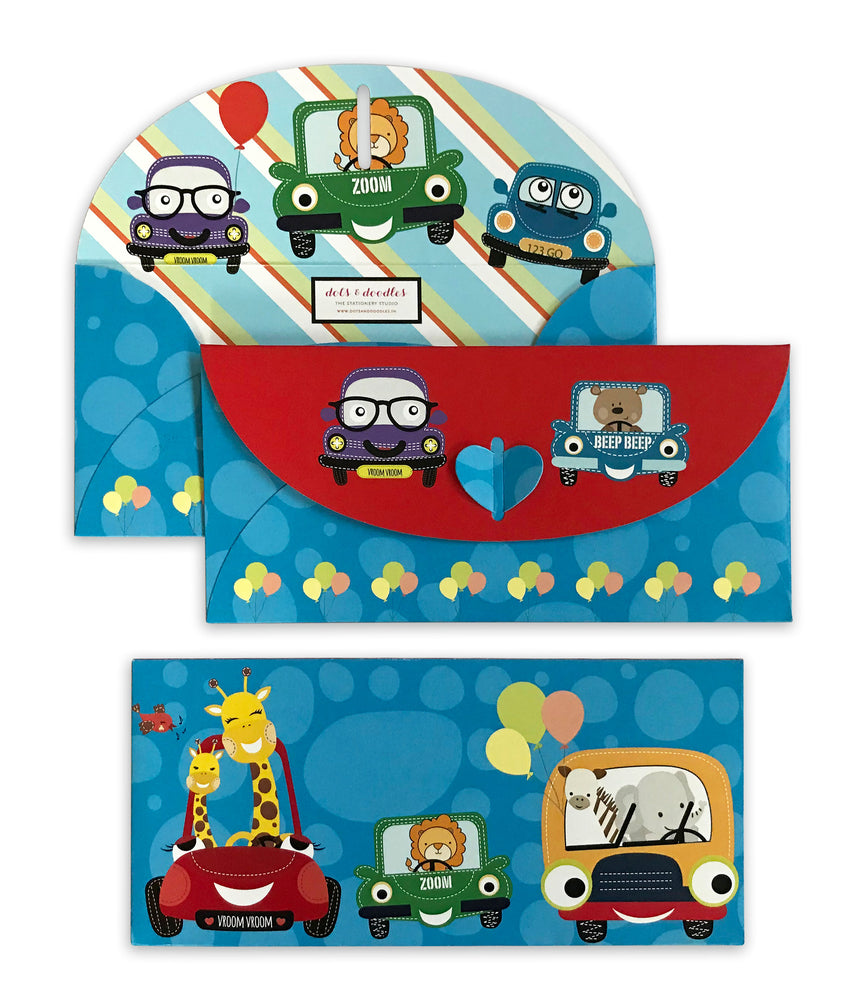 
                
                    Load image into Gallery viewer, Cute Car 10 Gift Envelopes
                
            