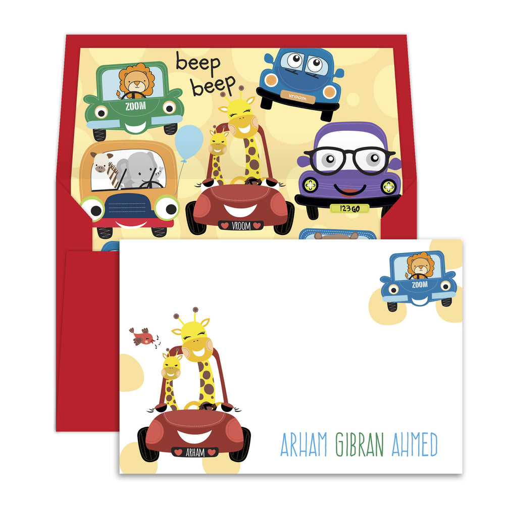 Cute Animals in the Car Notecards