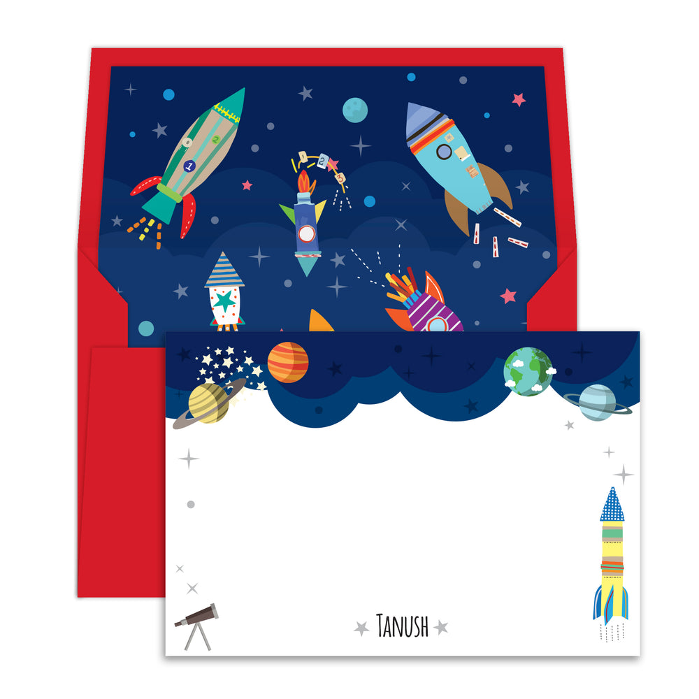 Outer Space Personalised Notecards with Envelopes