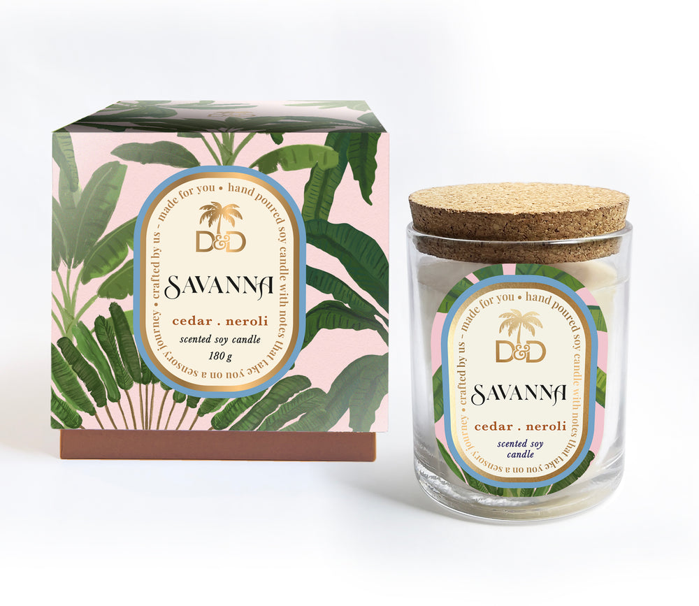 
                
                    Load image into Gallery viewer, Savanna Dots &amp;amp; Doodles Premium Soy Candle Cedar &amp;amp; Neroli
                
            
