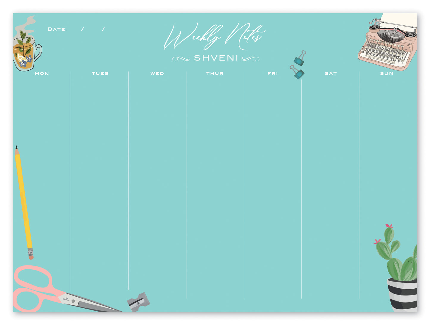 Weekly Notes | Personalised Notepads – Dots and Doodles Design