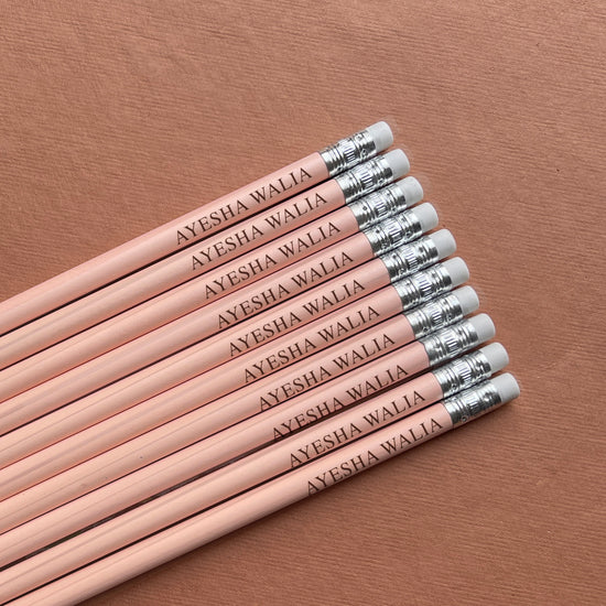 personalised pastel pink pencil